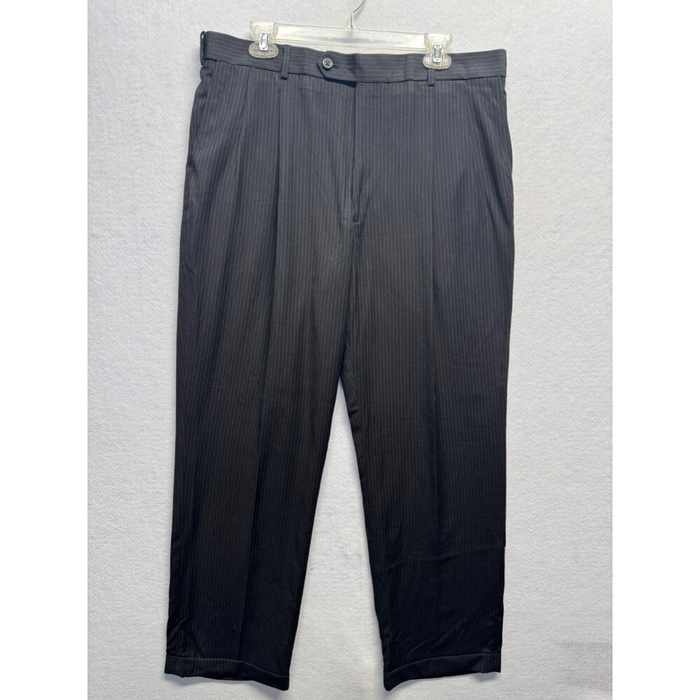 Mens Black Pinstripe Dress Pants 36W/32L By Statements